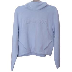Lululemon AirWrap Embossed Wordmark Hoodie Size 6 Blue Pilates Yoga Athleisure